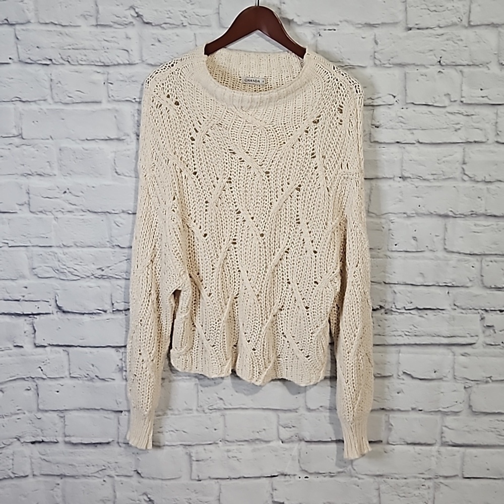 Ghanda cropped oversized chunky knit sweater